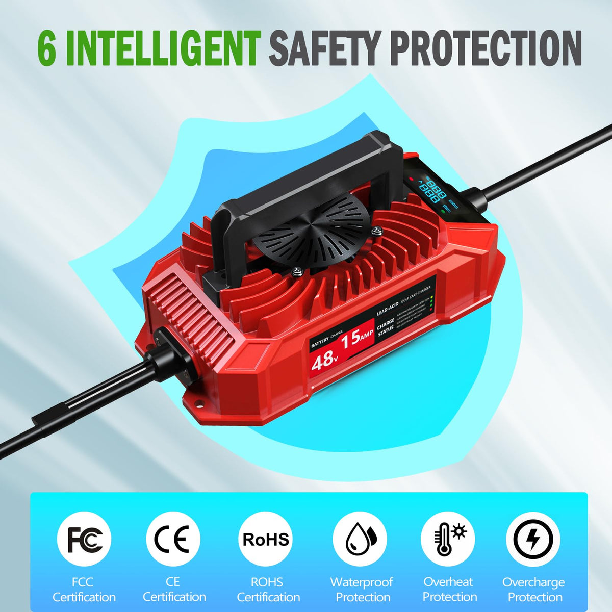 Xislet ultra-lightweight charger weighs 7.5 lbs for easy transport.