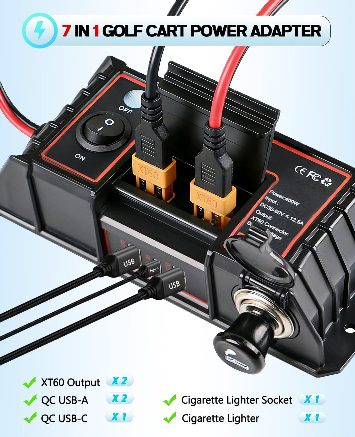 Xislet USB QC3.0 ports charge phones and tablets on the go.