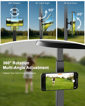 Xitalia Magnetic Golf Cart Phone Holder allows 360-degree rotation for optimal viewing.