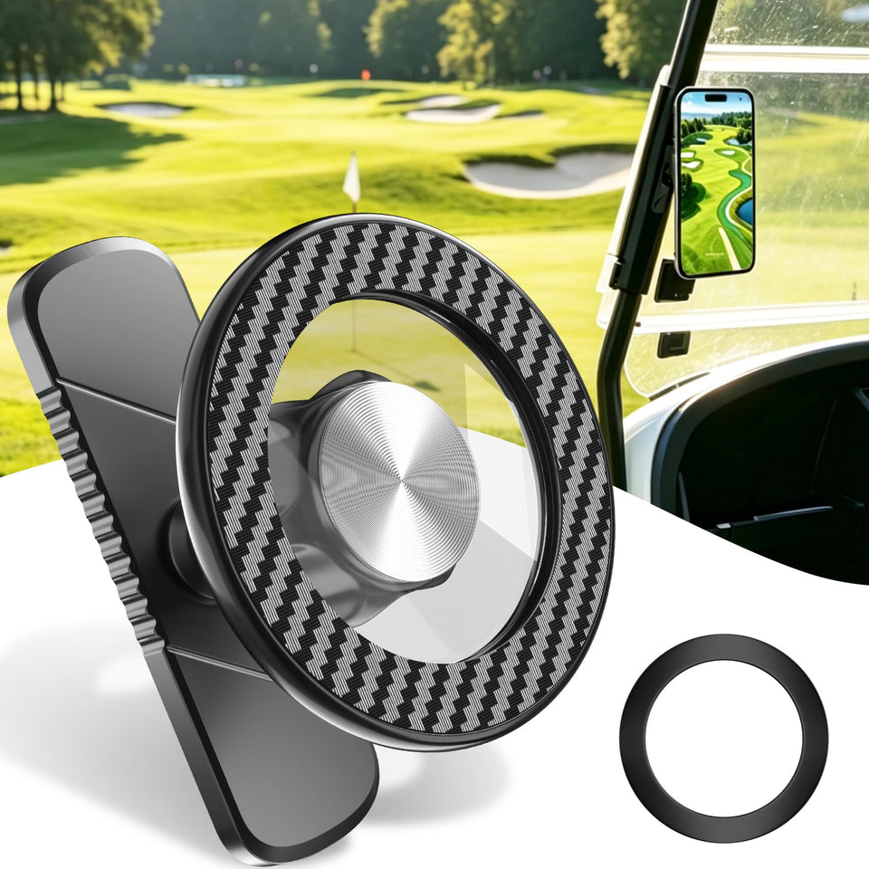 Xitalia Magnetic Golf Cart Phone Holder with strong magnet secures devices on rough terrain.