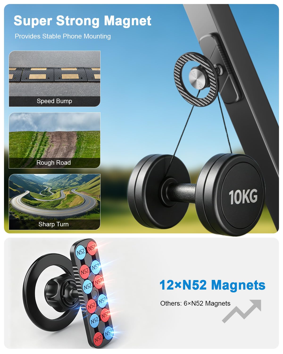 Xitalia Universal-Fit Magnetic Holder works with iPhone and Android devices.