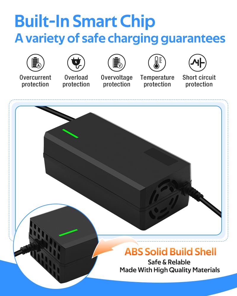 XIUWK 42V5A charger safety features protect the battery.