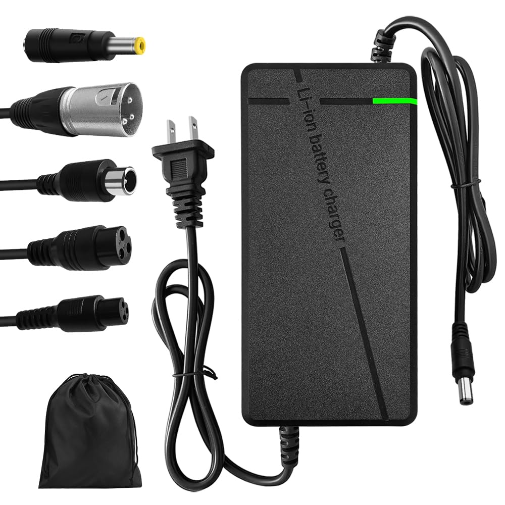 XIUWK 58.8V charger front view with 6-plug output for versatile 52V batteries.