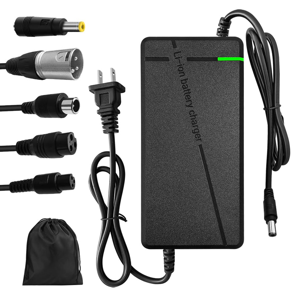 XIUWK 58.8V charger front view with 6-plug output for versatile 52V batteries.