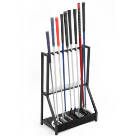 Xnwouco golf club holder front view with nine-club slots for organized storage.