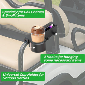 Xoxocos armrest phone holder visible for easy device access on the go.