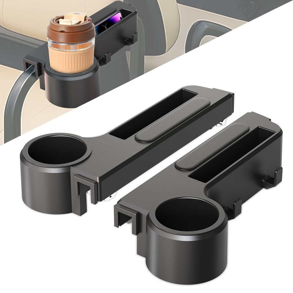 Xoxocos golf cart armrest with cup holder, left side for added rear-seat convenience.