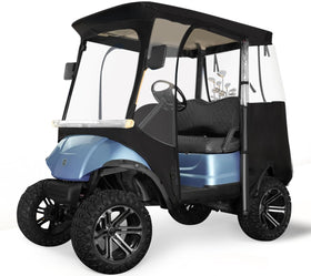 Xoxocos golf cart enclosure with side mirror openings improves visibility for EZGO TXT RXV