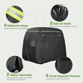 Xoxocos reflective strips enhance night visibility and cart safety.