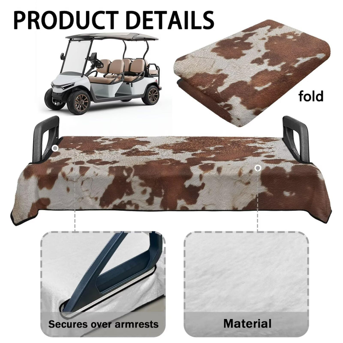 Xpyeesfuen cow-print interior accent refreshes your golf cart.