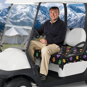 Xpyeesfuen Dog Paw Golf Cart Seat Cover installed on a cart