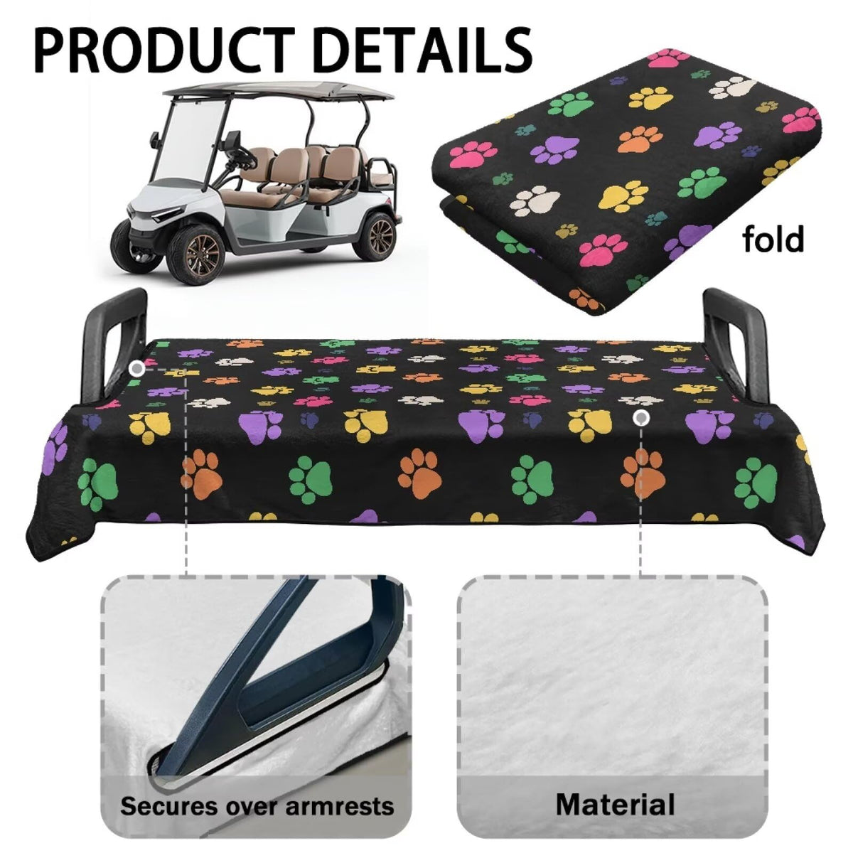 Xpyeesfuen Dog Paw Golf Cart Seat Cover quick-dry design in use