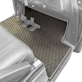 Xtreme Mats Bintelli Beyond front floor liner with grey trim protecting OEM flooring.