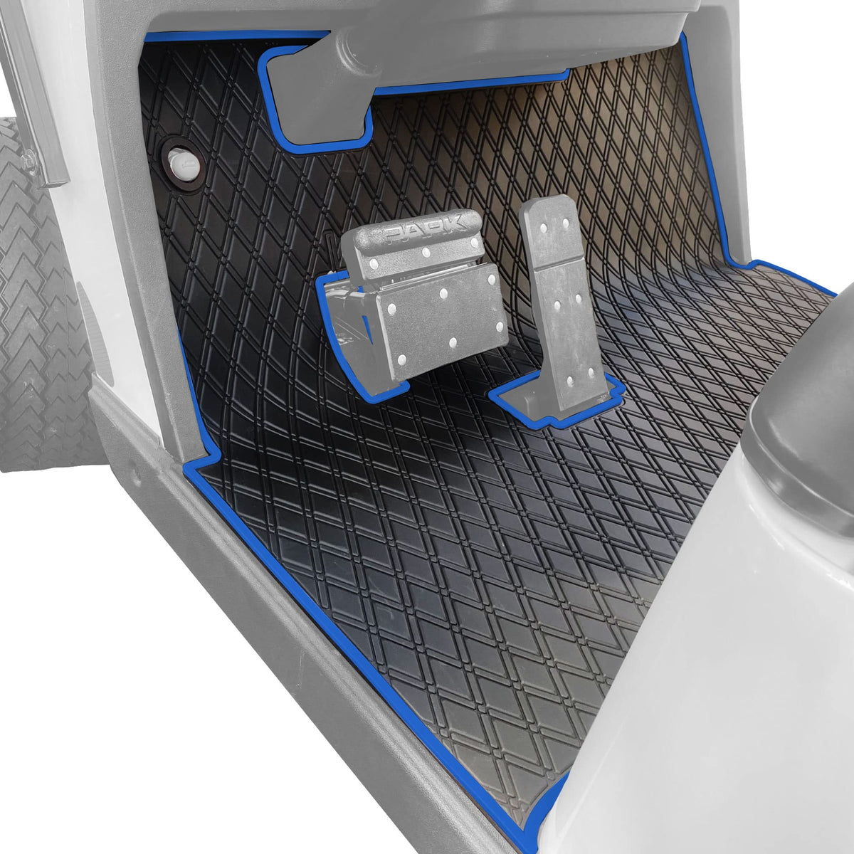 Xtreme Mats EZGO TXT blue full-coverage floor mat with durable grip.