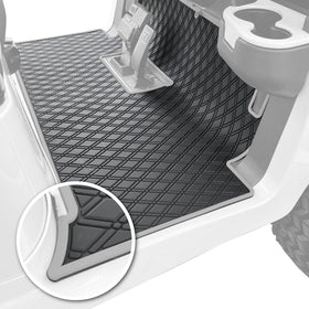 Xtreme Mats full-coverage Club Car Precedent mat in gray protects OEM flooring from wear and spills.
