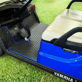 XTreme Mats blue trim option coordinated with cart styling.