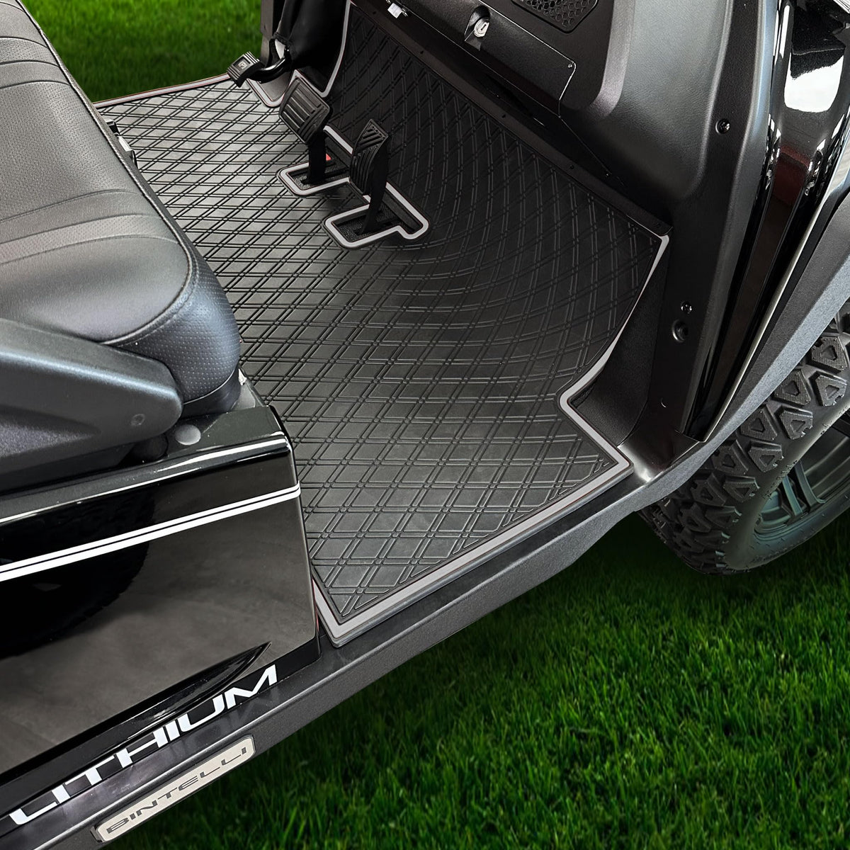 Xtreme Mats diamond-pattern channels move sand and water.