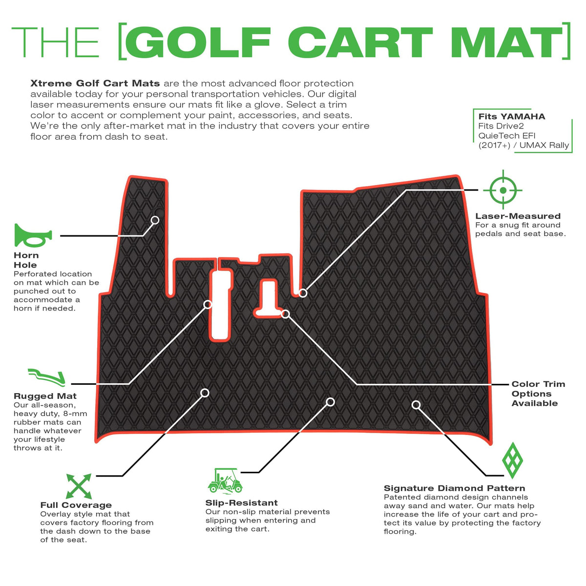 XTreme Mats eight-millimeter thick rubber provides stable grip and durable protection.