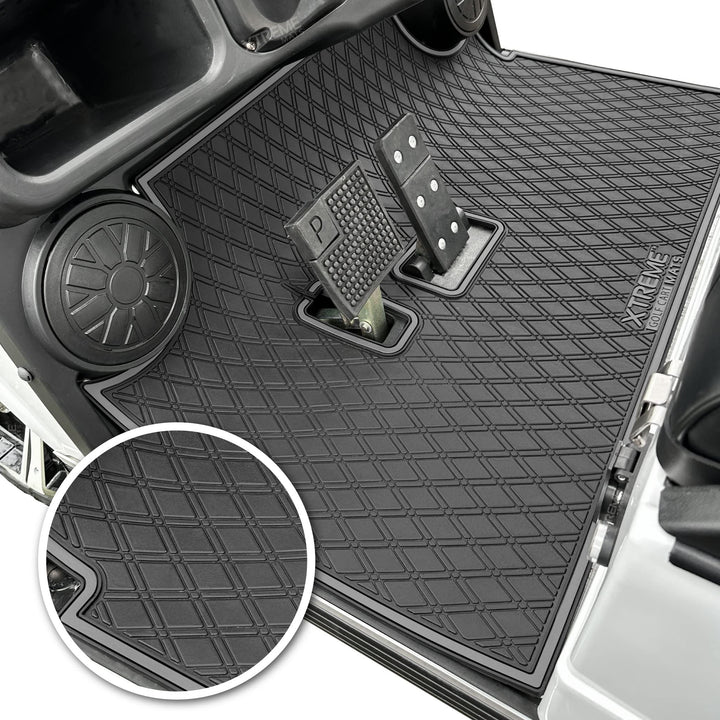 Xtreme MATS Evolution full-coverage floor mat protecting OEM golf cart flooring