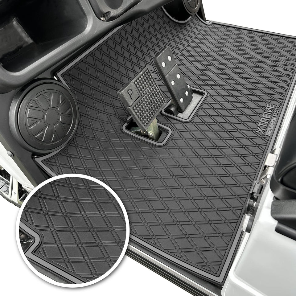 Xtreme MATS Evolution full-coverage floor mat protecting OEM golf cart flooring