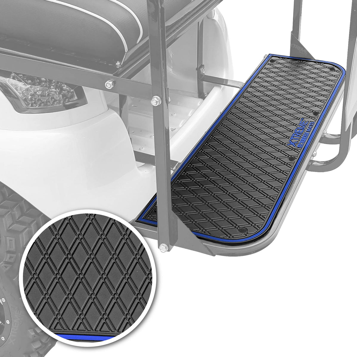 Xtreme Mats rear-step mat offers slip-resistant grip and easy cleanup for rear access.