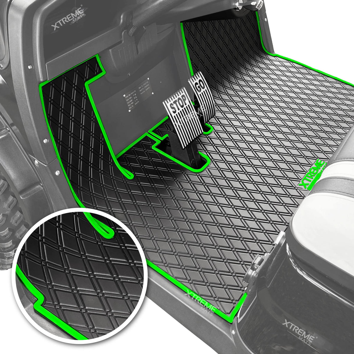 Xtreme MATS green trim mat installs easily in ICON carts.