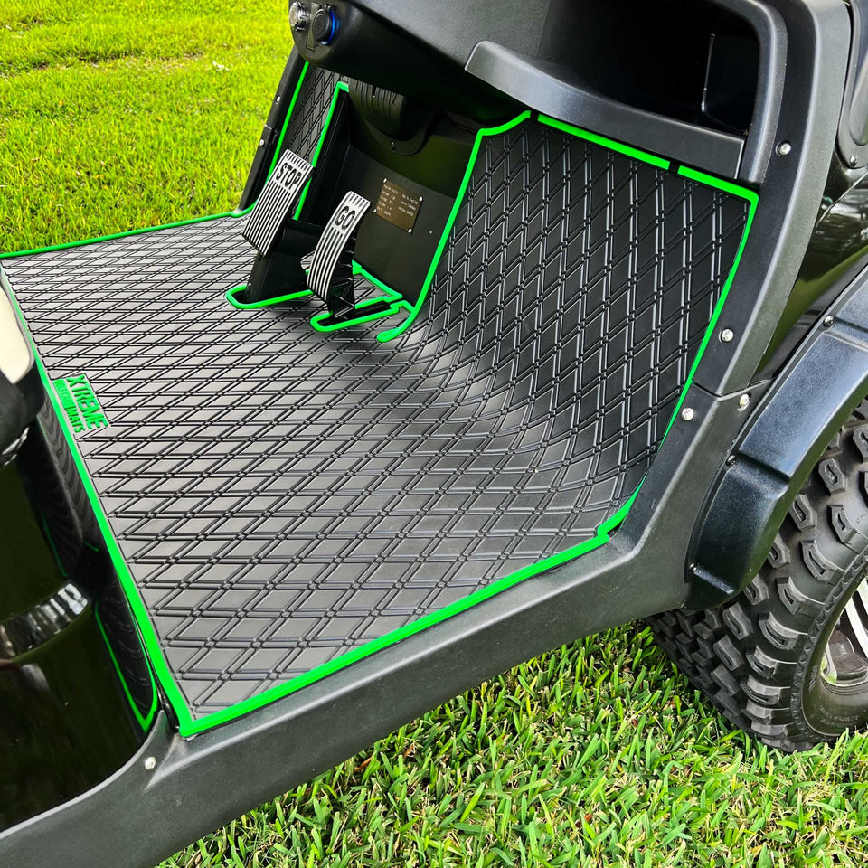 Xtreme MATS ICON full coverage liner with green trim protects the floor.