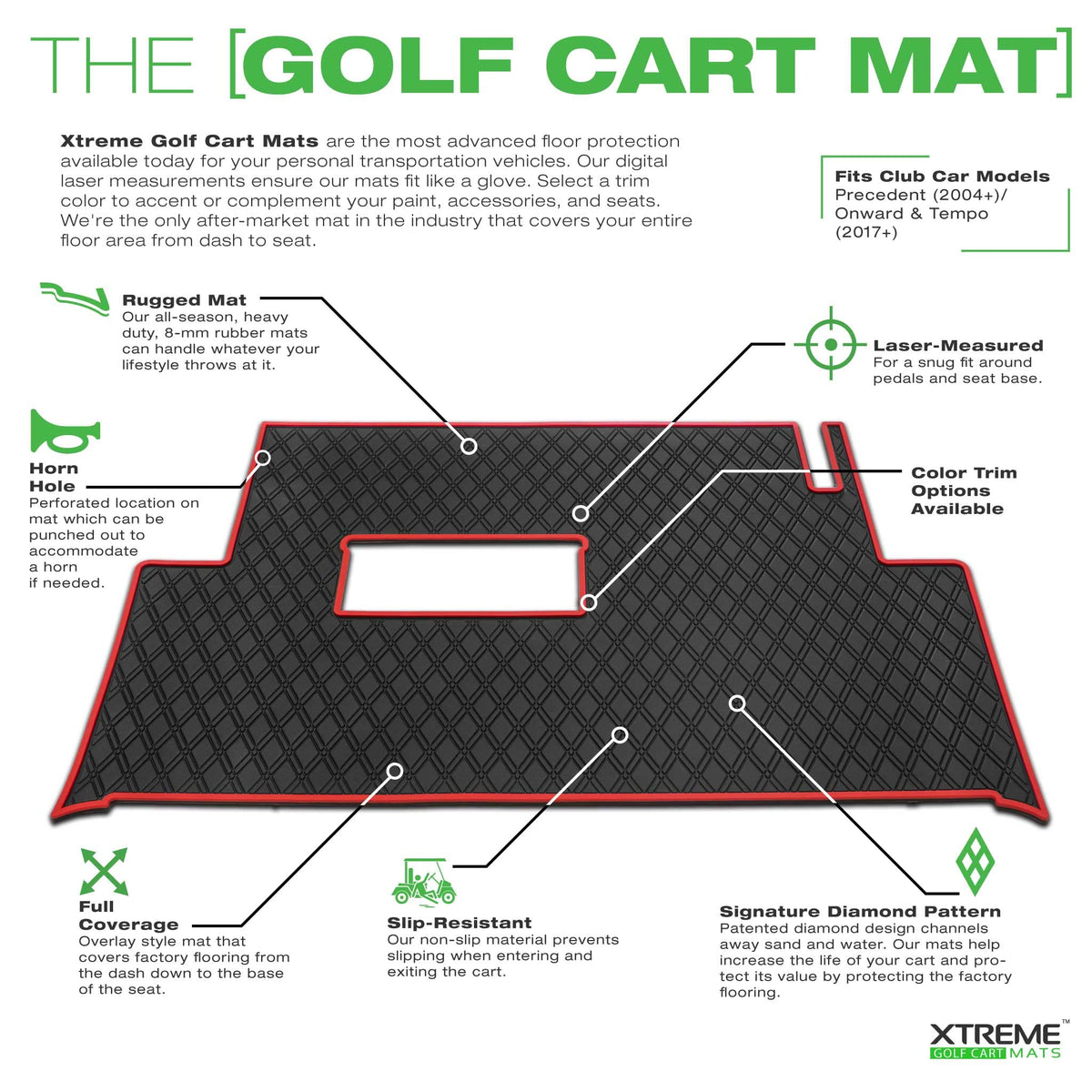 Xtreme Mats reinforced color trim adds durability and a premium look.