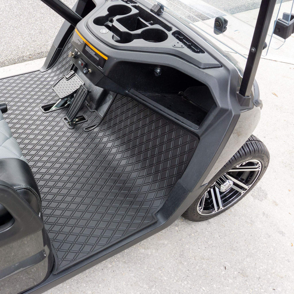 Xtreme Mats Yamaha Drive2 full-coverage floor mat protects OEM flooring with durable rubber