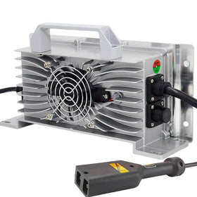 Xtuboz 43.8V charger front view, compact design for EZGO TXT LiFePO4 charging