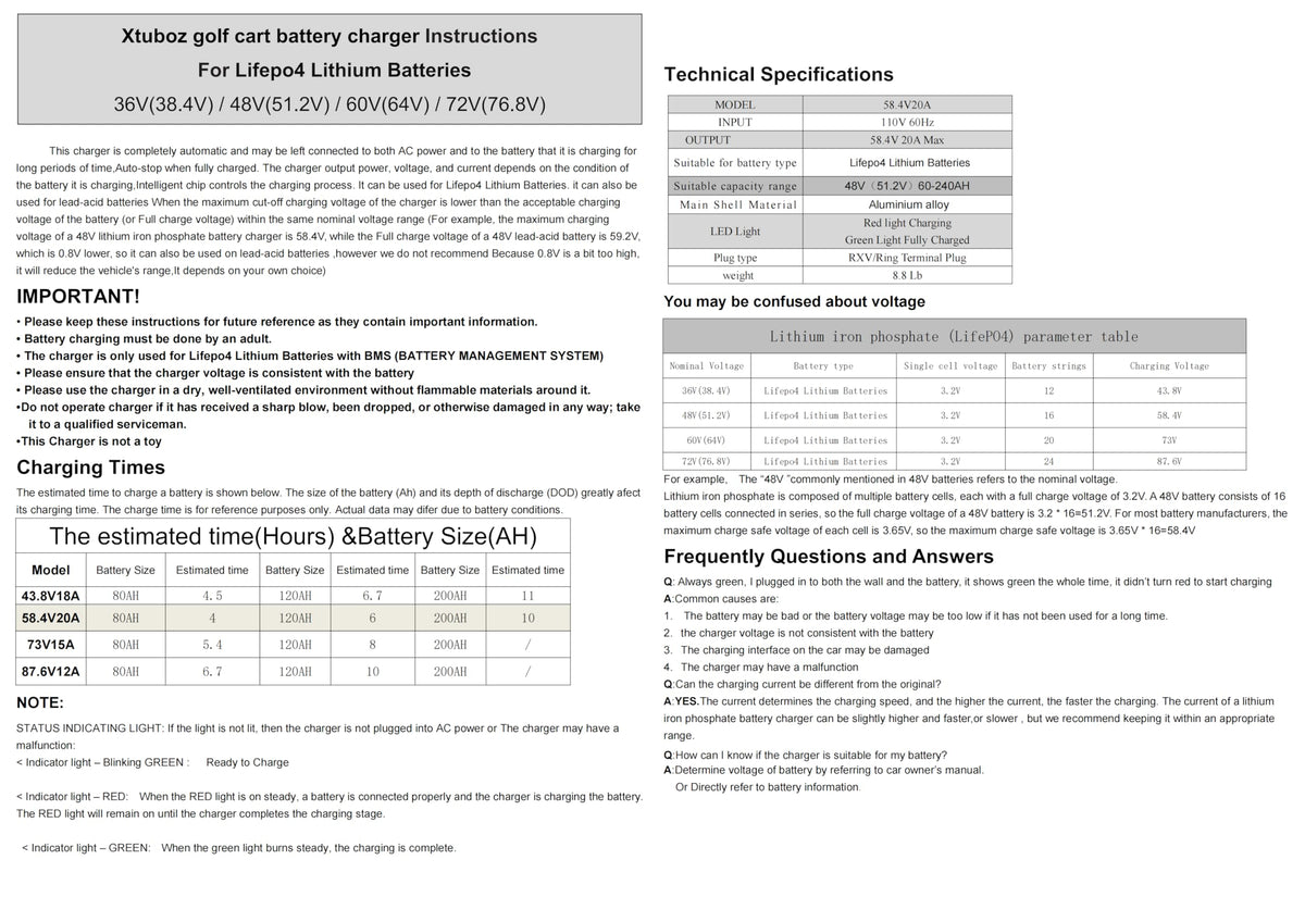 Xtuboz 16-strings configuration shows LiFePO4 compatibility at a glance.