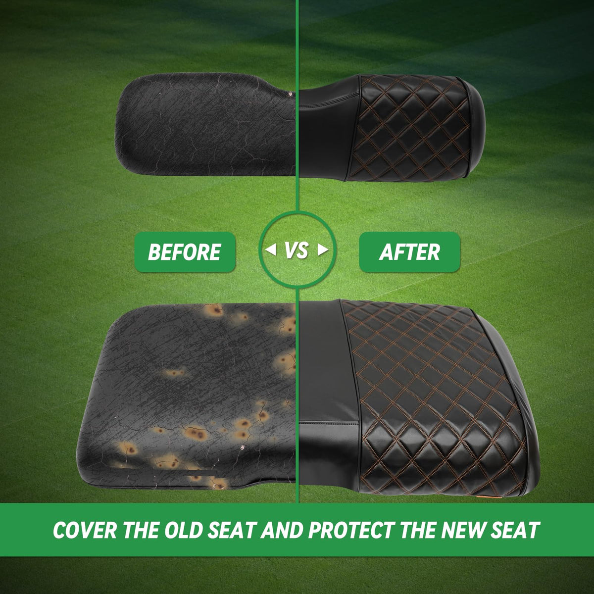 Black diamond pattern seat cover adds luxury to EZGO RXV