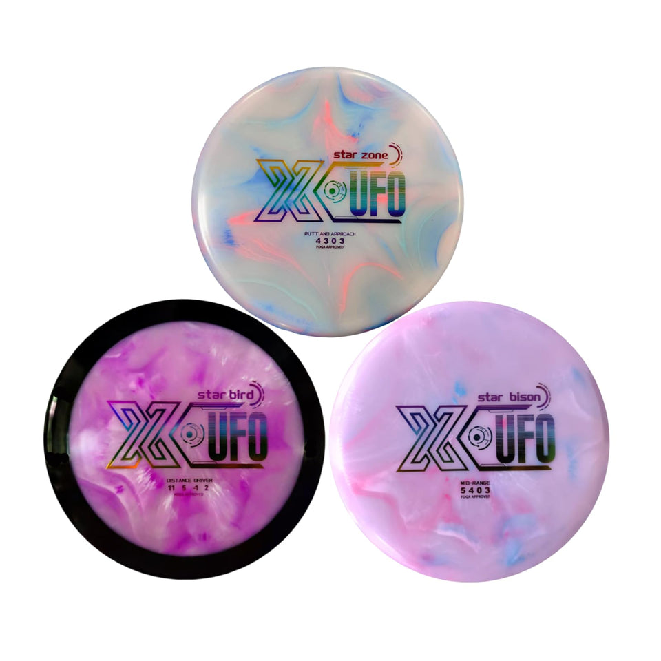 X-UFO Star Zone putter with nebula colors for precise putting.