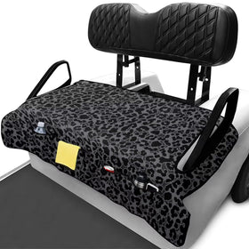 Xumfabuy leopard print golf cart seat cover shows universal fit and protection.