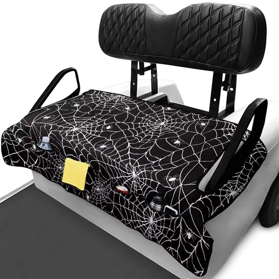 Xumfabuy Spider Web golf cart seat cover on two seats, stylish protection.
