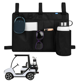Xxerciz golf cart rear seat organizer attached for quick access and tidy storage.