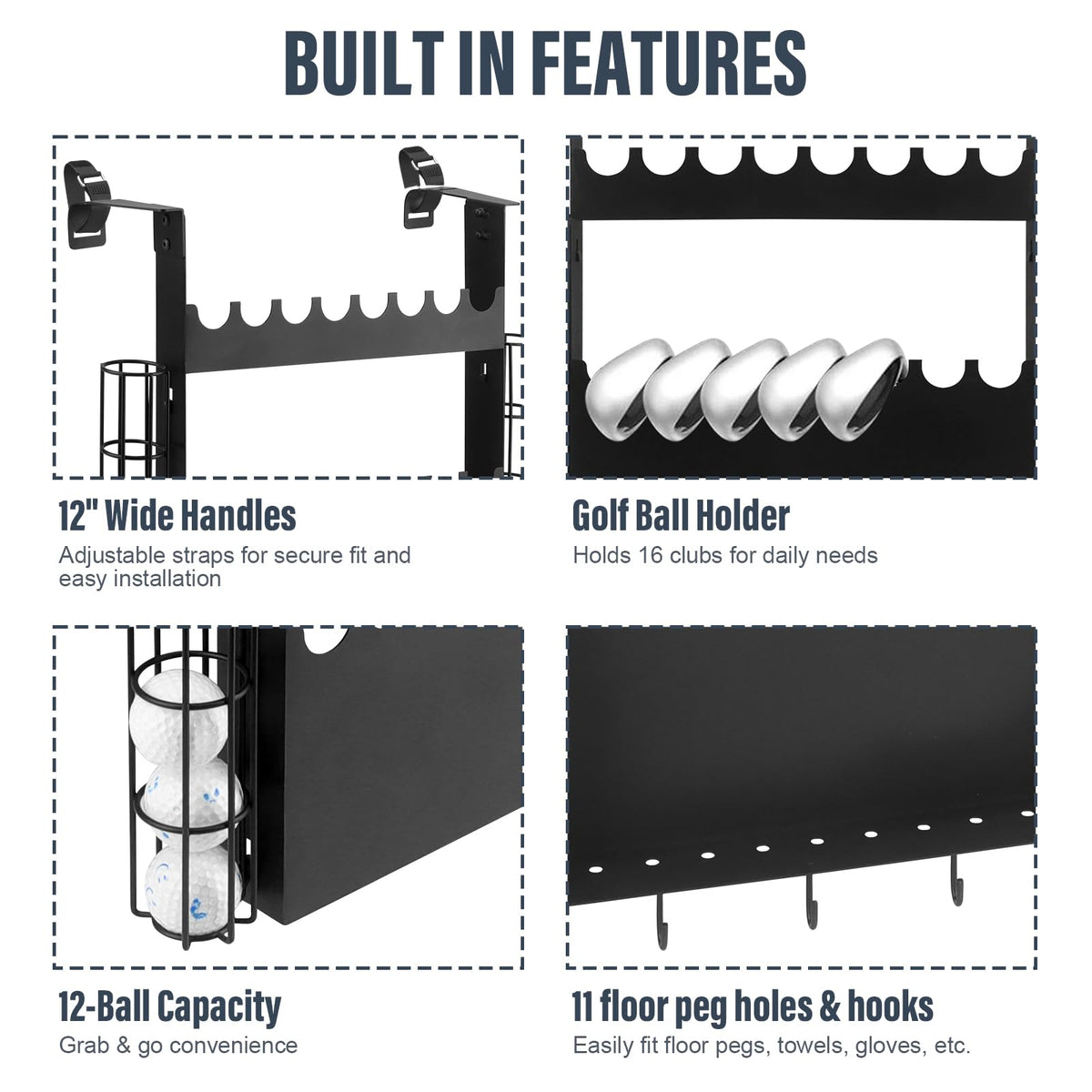 Xykzra 12-ball storage slot keeps essentials within reach on the course.