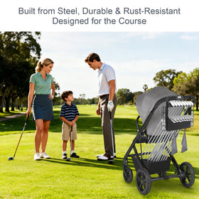 Xykzra 16-club capacity storage area keeps clubs organized on the go.