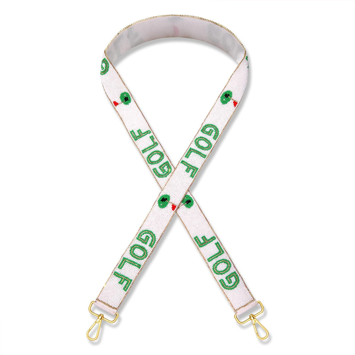 YAHPERN beaded golf purse strap with intricate on-course pattern for stylish looks