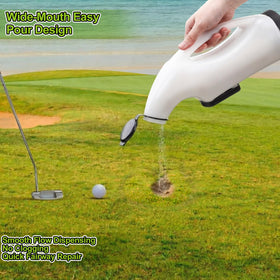 Wide mouth pour spout on the Yalikop bottle enables controlled sand release
