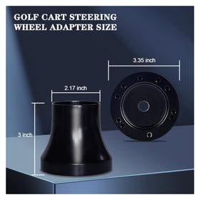 Yamaha steering wheel adapter before and after on cart visual.