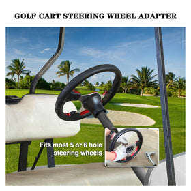Yamaha steering wheel adapter side view highlights corrosion resistance for outdoor carts.