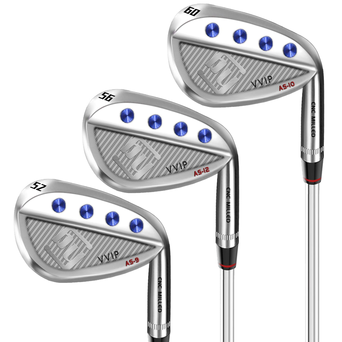 Yamato full-face wedge set on display, highlighting complete-face grooves for maximum spin