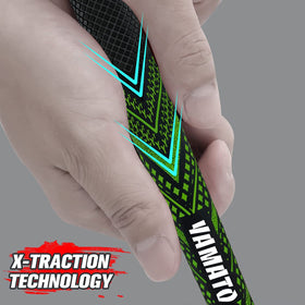 Yamato grips showcase a micro-texture pattern that improves traction in varied weather.