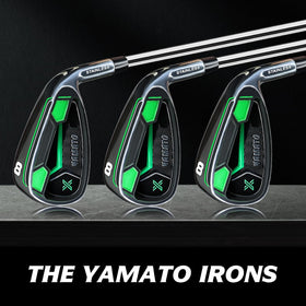 Close-up detail of the stainless steel shaft on Yamato irons.