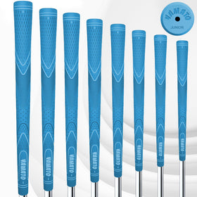 Yamato Junior Golf Grips blue 8-pack packshot highlighting non-slip texture for young players