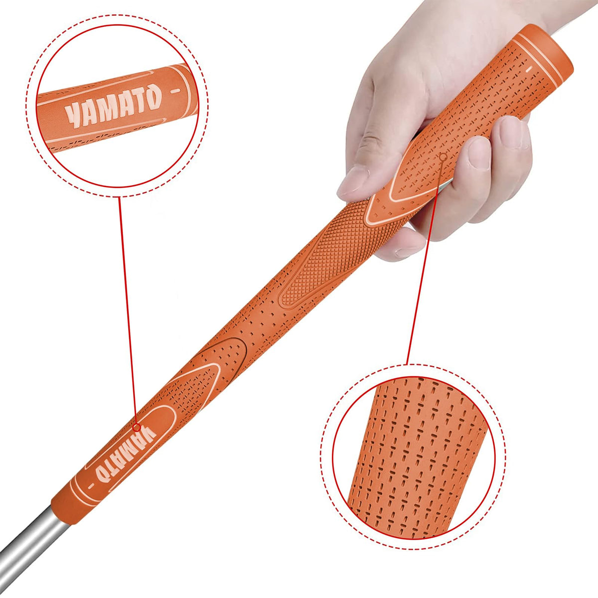 Yamato junior golf grips in hand improve control during practice.
