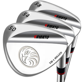 Yamato wedge with wave lines on the face for enhanced backspin and control.