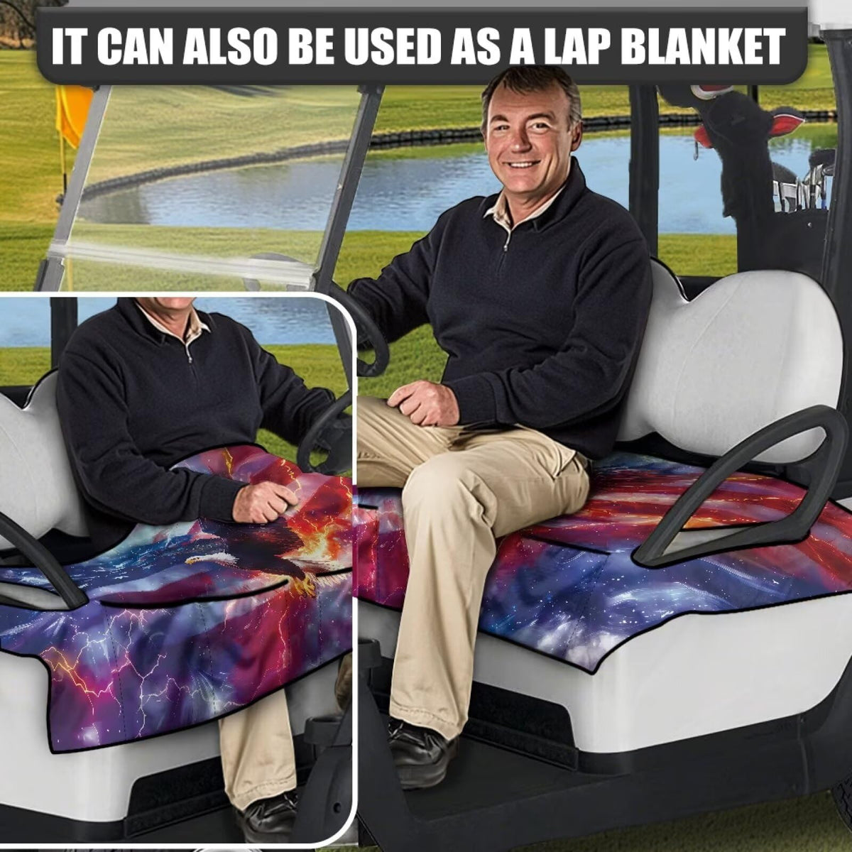 Yaosyuorus golf cart seat cover includes 4 pockets for essentials and organization.