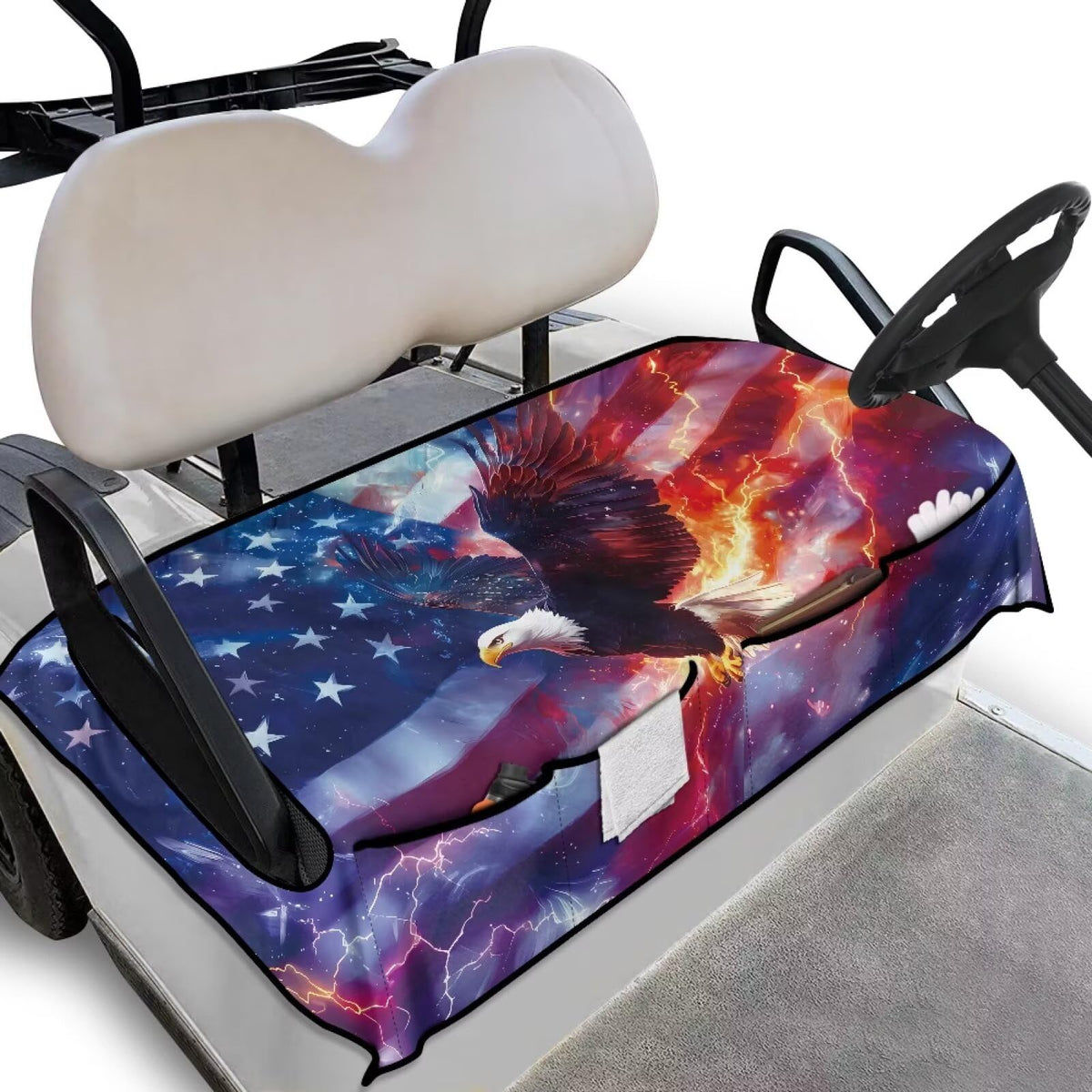 Yaosyuorus golf cart seat cover with eagle pattern enhances style and protection.